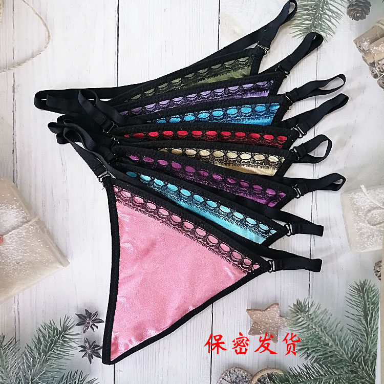 新品性感情趣刺绣丁字裤无痕蕾丝女士内裤中低腰火辣超薄t裤
