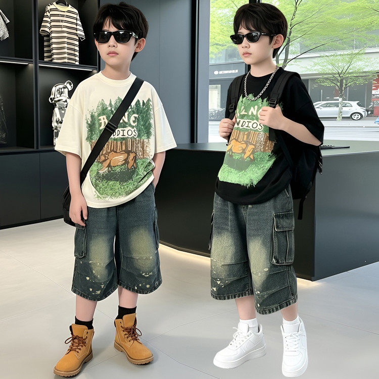2026男童夏装新款男童工装牛套装