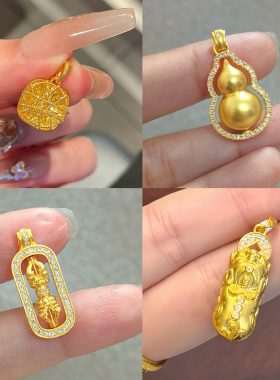 古法满钻金刚杵吊坠女小方糖挂坠