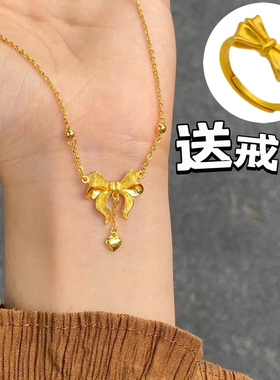 在逃公主蝴蝶结项链爱心锁骨链