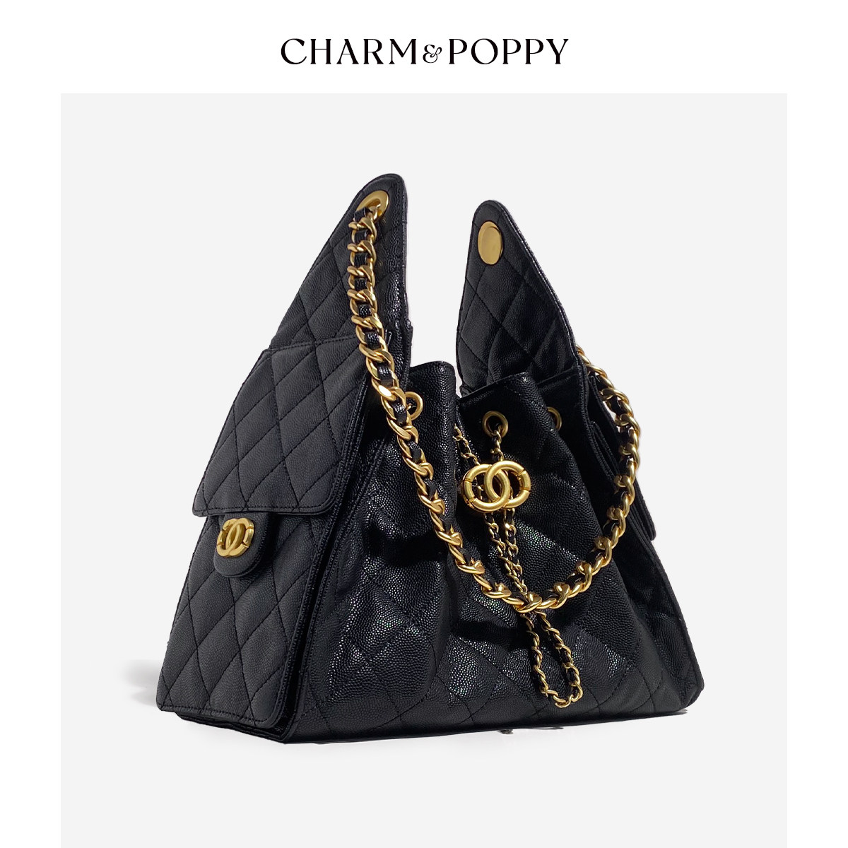 CHARMPOPPY小香风菱格链条腋下托特包女头层皮大容量通勤水桶大包,箱包皮具/热销女包/男包,托特包,淘宝优惠券,粉丝福利购,淘宝优惠卷