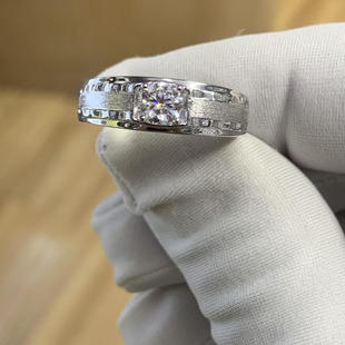 正品PT950铂金培育钻石戒指男款波纹钻戒轻奢小众钻戒结婚求婚戒