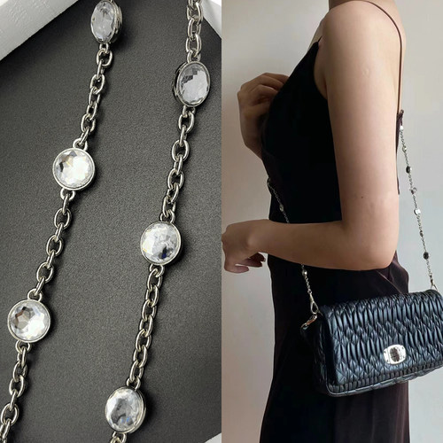 适用miumi褶皱腋下包替换仿水晶