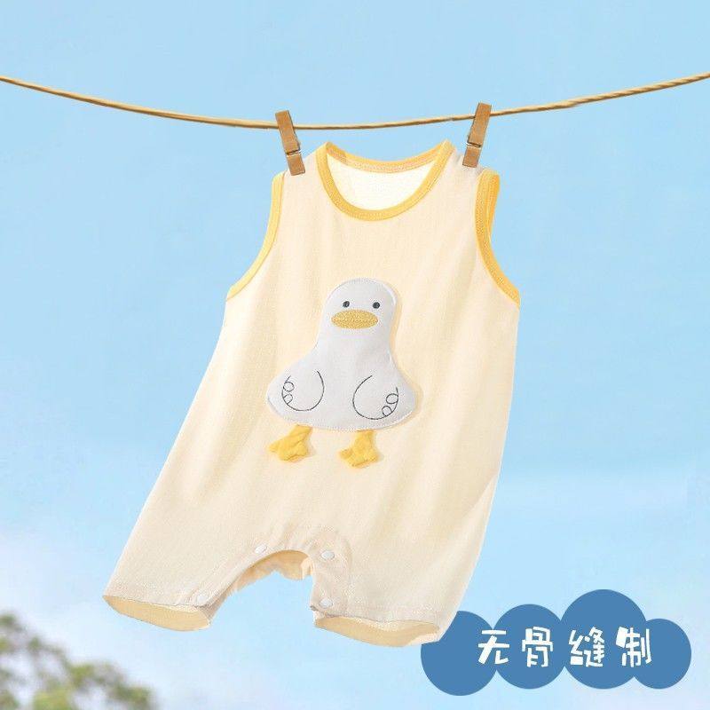 婴儿夏背心连体衣宝宝空调服睡衣