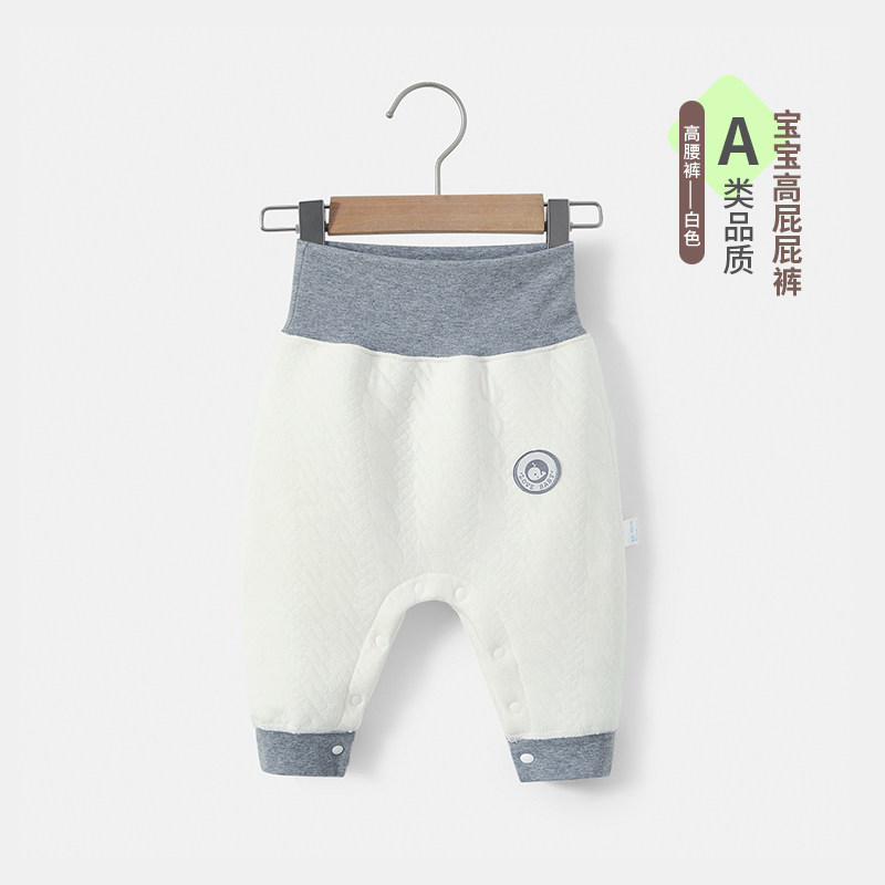 按扣婴儿开裆秋冬夹棉保暖裤高腰