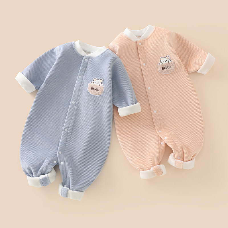宝宝爬服加绒保暖打底内衣连体衣