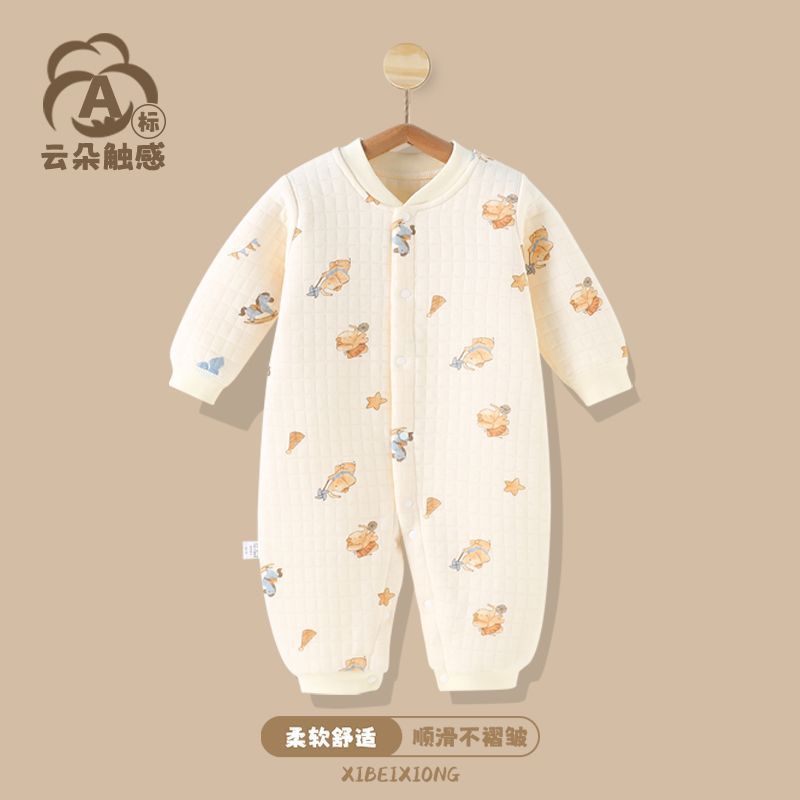 新生儿宝宝小孩秋装连体衣保暖衣