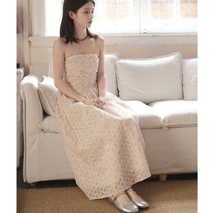 法式小众复古碎花抹胸连衣裙甜美长裙提花吊带裙2025年春夏新品