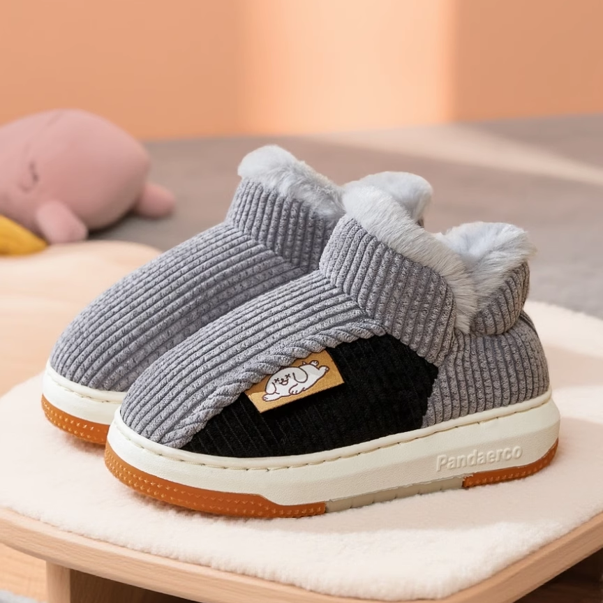 牛筋底外穿棉鞋男儿童保暖棉拖鞋