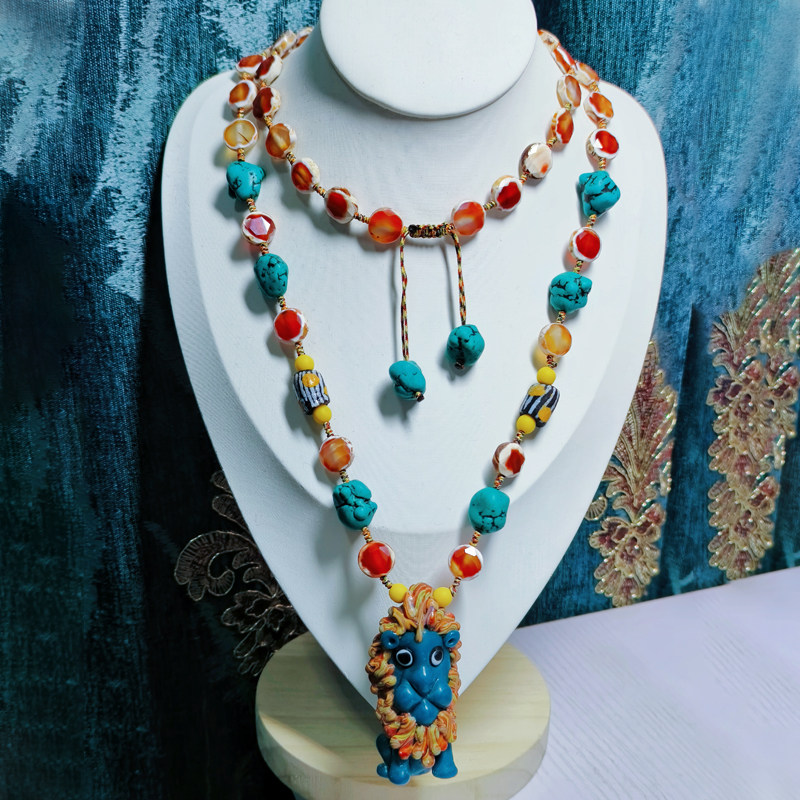 设计服务进口腓尼基狮子王天然原矿红玛瑙项链定制直播间看实物