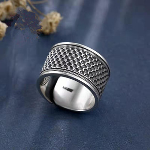 老式可调节开口顶针戒指复古祥云十字绣刺绣缝纫用顶针工具防扎手