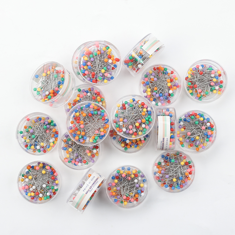 彩色圆头定位珠针大头针固定服装手工立裁剪用定型针小号盒装80枚