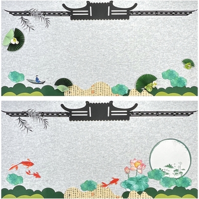 新中式国风屋檐荷花荷叶竹子