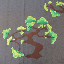 幼儿园小学黑板报新中式国风古风走廊教室主题毛毡渐变大树墙贴