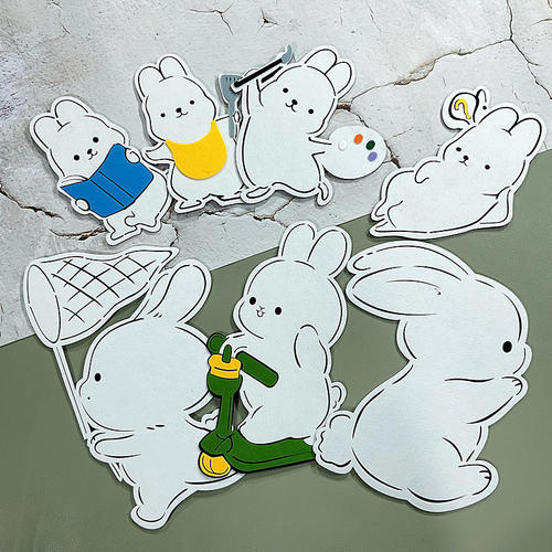 可爱卡通兔子毛毡材料幼儿园墙贴