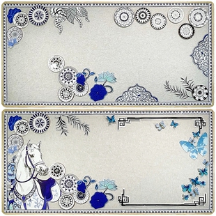 青花瓷马年大主题墙毛毡墙贴幼儿园小学黑板报走廊文化墙装饰纸盘