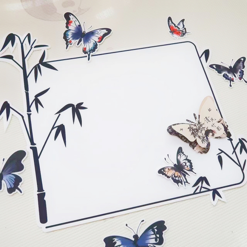 新中式蝴蝶无纺布水墨竹子布垫