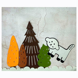 幼儿园家园联系装 树不织布墙贴 饰主题墙可爱毛毡动物墙贴秋天