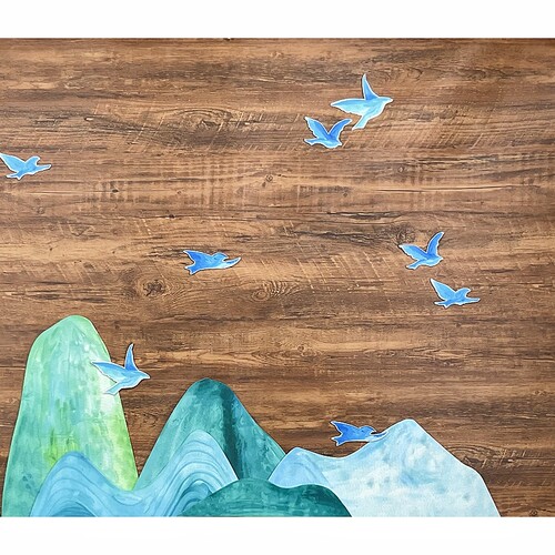 新中式国风小学黑板报水墨渐变