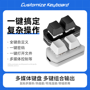 USB迷你键盘2键 自定义复制粘贴 一键密码多组合键自定义快捷改键