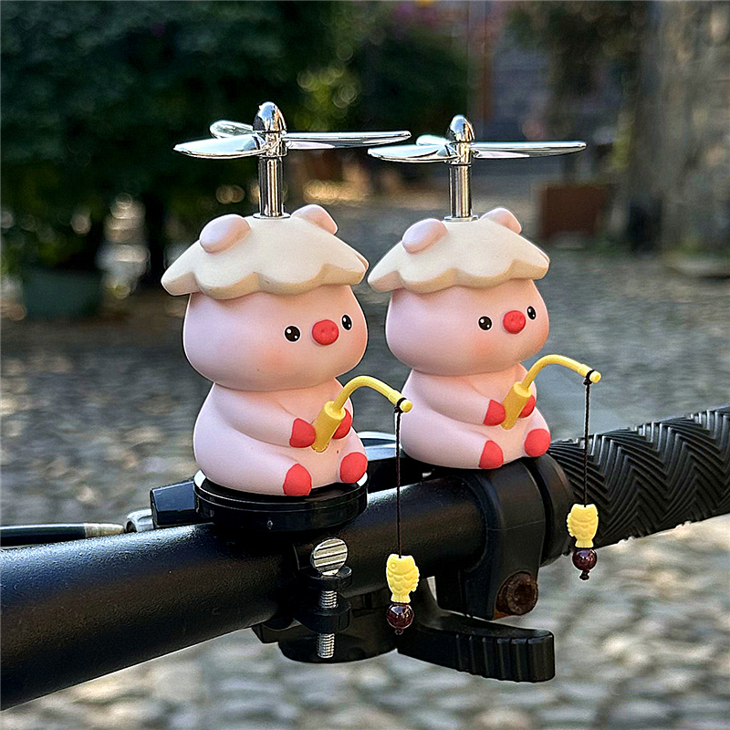 可爱钓鱼小猪公仔小黄鸭装饰品