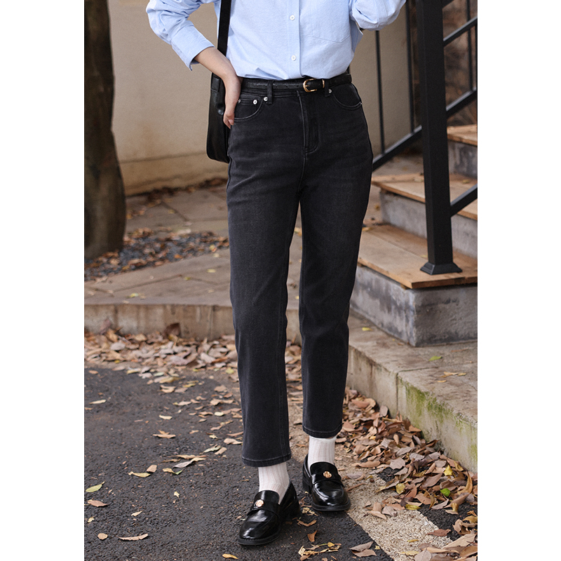 小众设计感加绒烟管裤