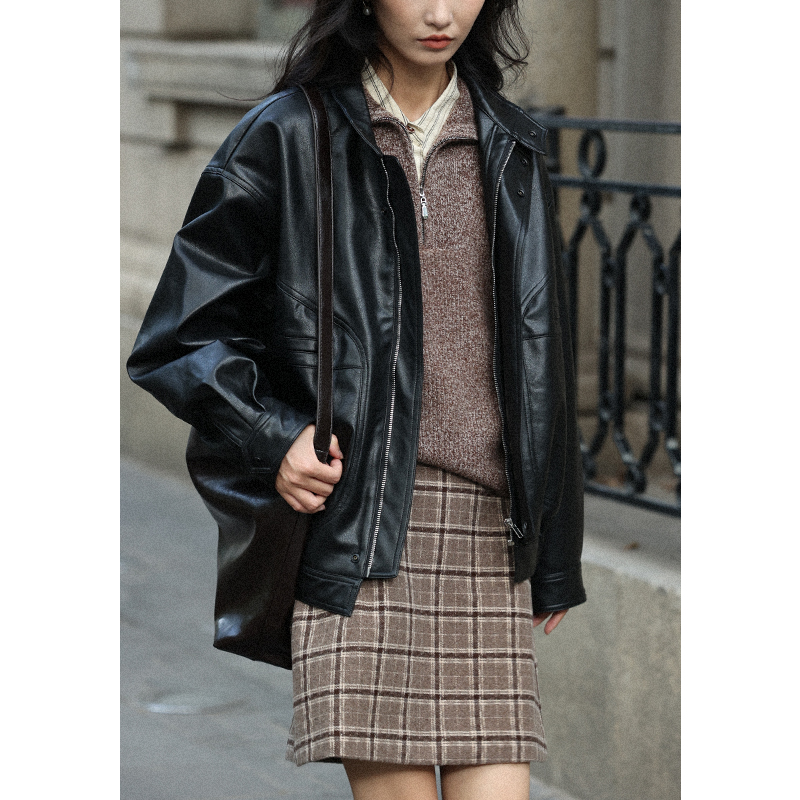 无拘宽松街头休闲常规皮衣