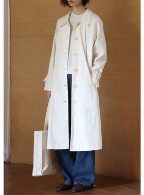 无拘2022年秋装新款通勤复古干练简洁长袖单排扣长款风衣外套女