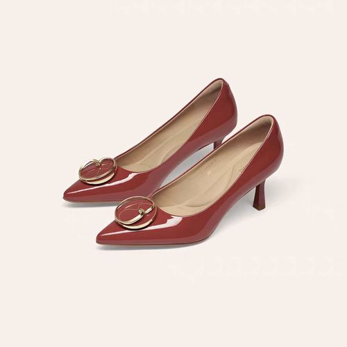 接吻猫[葫芦]通勤高跟鞋26新气质尖头法式细跟浅口单鞋K76138A-15