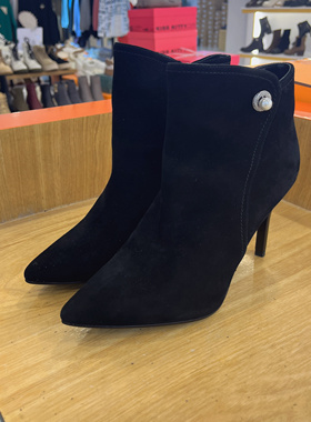 KISSCAT/接吻猫2018秋冬羊反绒尖头细跟时尚时装靴女靴KA98525-82