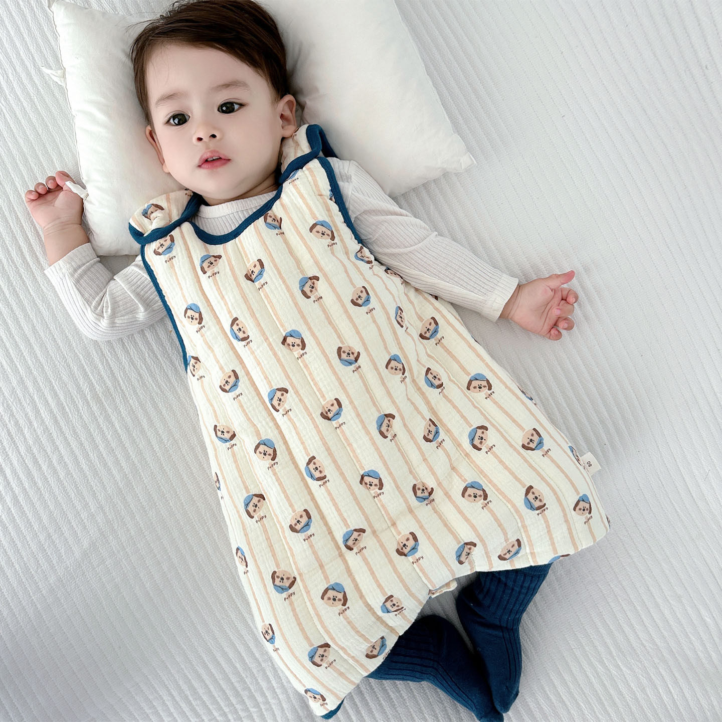 冬季夹棉背心睡袋！宝宝冬季纱布加厚无袖睡袋防踢被宝宝连体衣