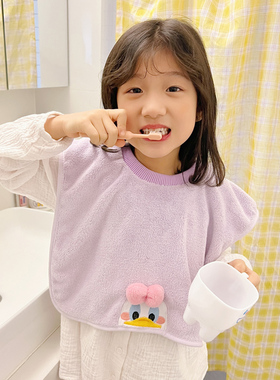 宝宝新生儿洗漱巾儿童吸水微纳米围兜口水巾珊瑚绒可爱洗脸毛巾