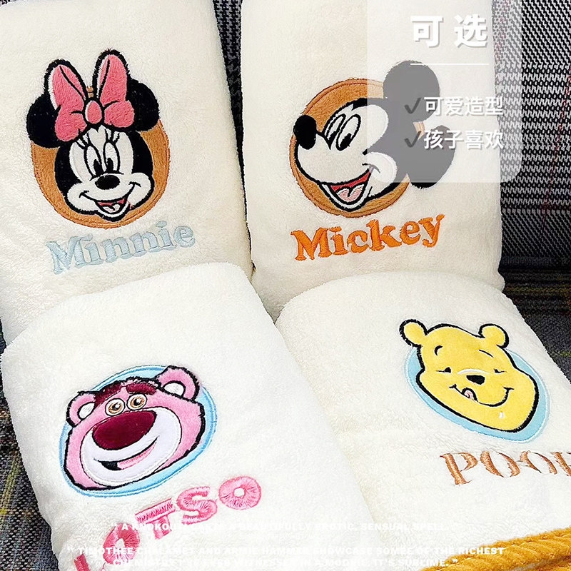 卡哇伊毛巾！儿童速干毛巾浴巾套装刺绣柔软珊瑚绒宝宝方巾三件套