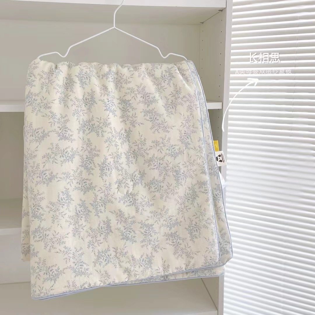 韩系小碎花！夏日新款双层纱空调被ins森系轻盈透气A类大豆凉感被,床上用品,化纤被,淘宝优惠券,粉丝福利购,淘宝优惠卷