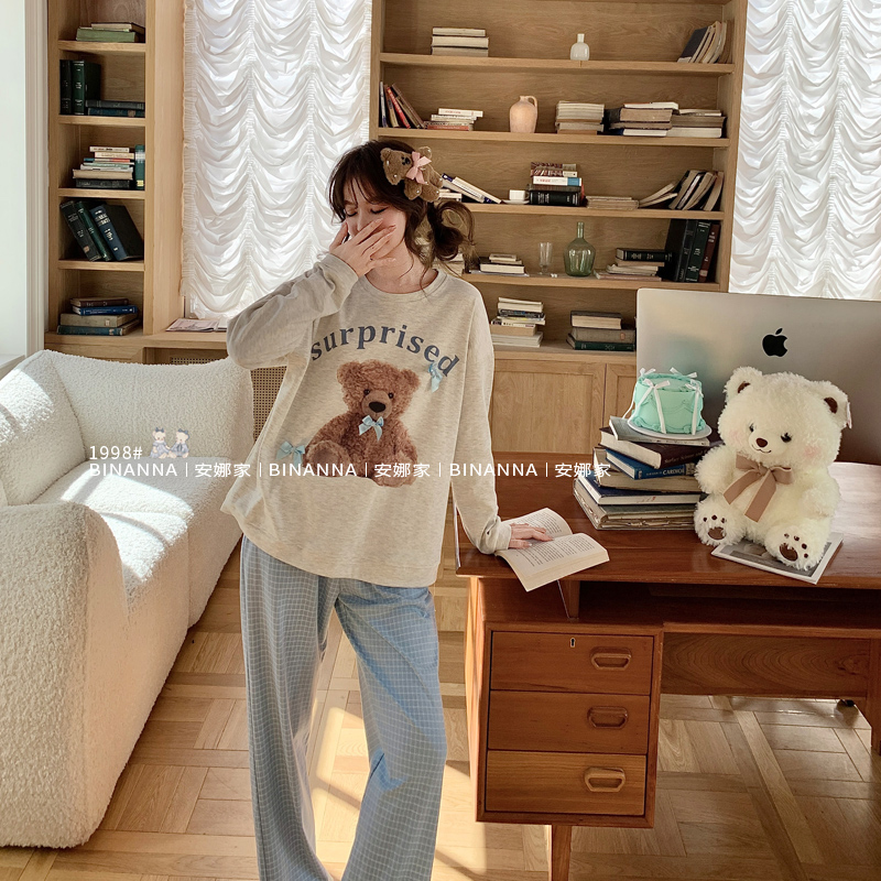 春秋季新款纯棉长袖睡衣女