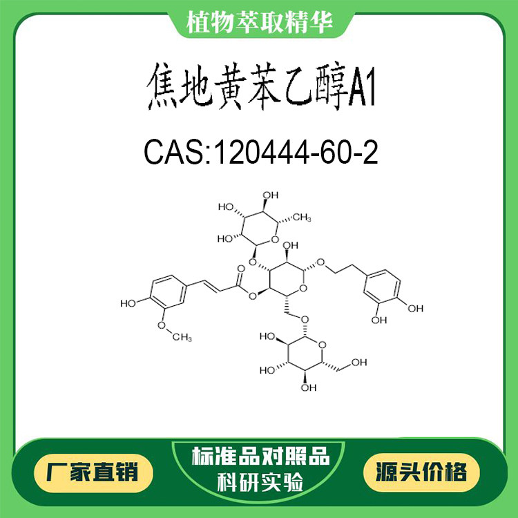 焦地黄苯乙醇A1 98% 科研实验对照品标准品 CAS:120444-60-2 瓶装