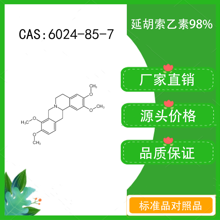 延胡索乙素98% 对照品标准品 cas:6024-85-7 20mg/100mg 密封瓶