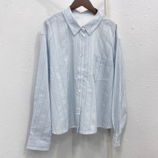 衬衫 26年夏季 简约休闲日常百搭亲肤舒适翻领纽扣条纹长袖 韩版 新款