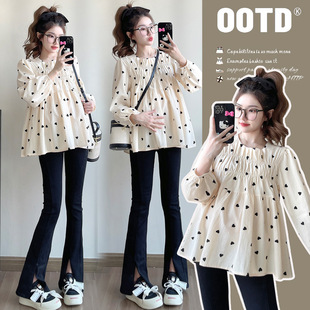 孕妇早春宽松显瘦时尚 不显怀韩版 百搭甜美潮妈上衣 2025新款 孕妇装