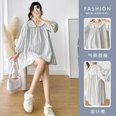 孕妇装 甜美条纹宽松衬衣孕妇上衣简约T恤 款 春秋2025春装 新孕妇装