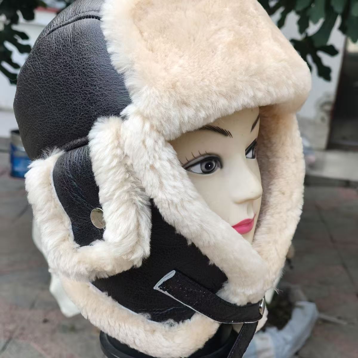 冬季保暖加厚羊皮毛一体真皮帽子男女款防寒户外防风护耳皮草帽子