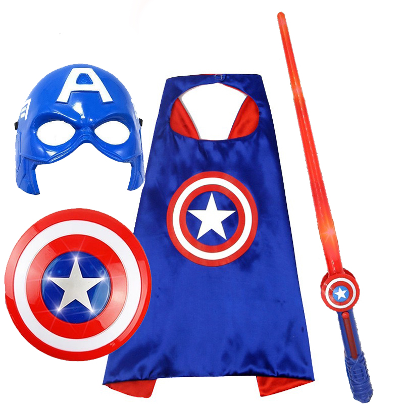 万圣节儿童美国队长披风面具盾牌套装cos男孩玩具声光刀剑伸缩棒