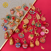 古法金diy配饰网红同款 周生烧蓝手链金饰女生手绳小滴溜配件吊坠