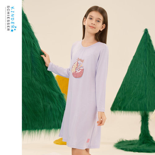 舒雅女童莫代尔连衣裙家居睡裙
