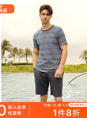 SCHIESSER舒雅男士纯棉亲肤柔软透气条纹睡衣家居服套装22610H