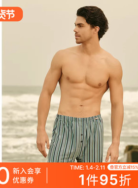 SCHIESSER舒雅男士莫代尔柔软透气印花阿罗裤家居短裤23781X