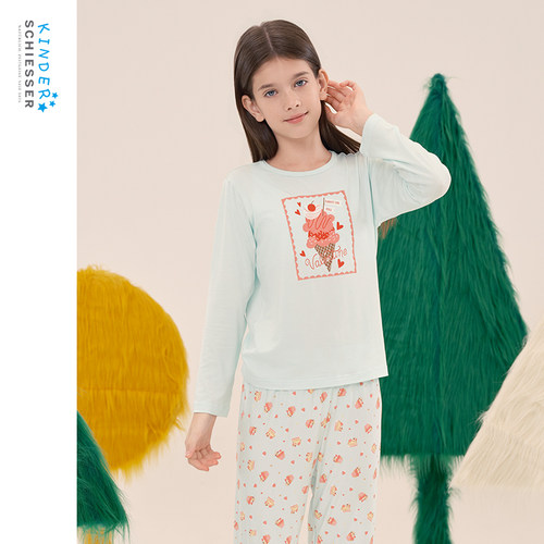 舒雅女童莫代尔睡衣家居服套装