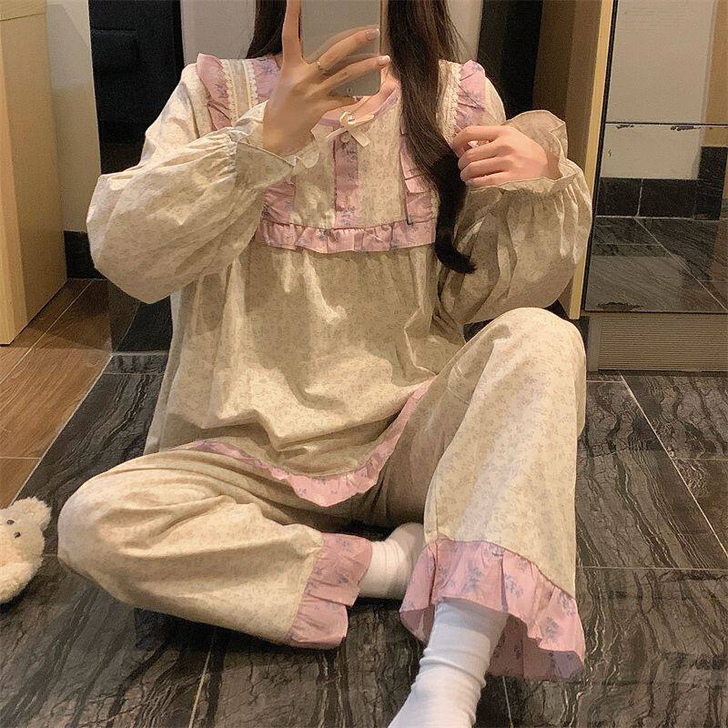 睡衣女甜美可爱花边小碎花家居服