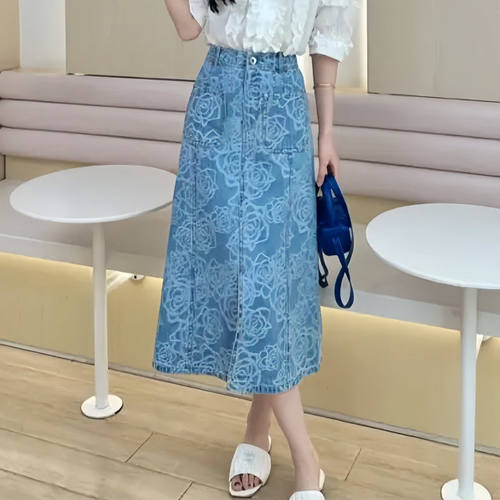 阿玛施正品牌2026夏季新款专柜气质高腰复古提花开叉半身裙女