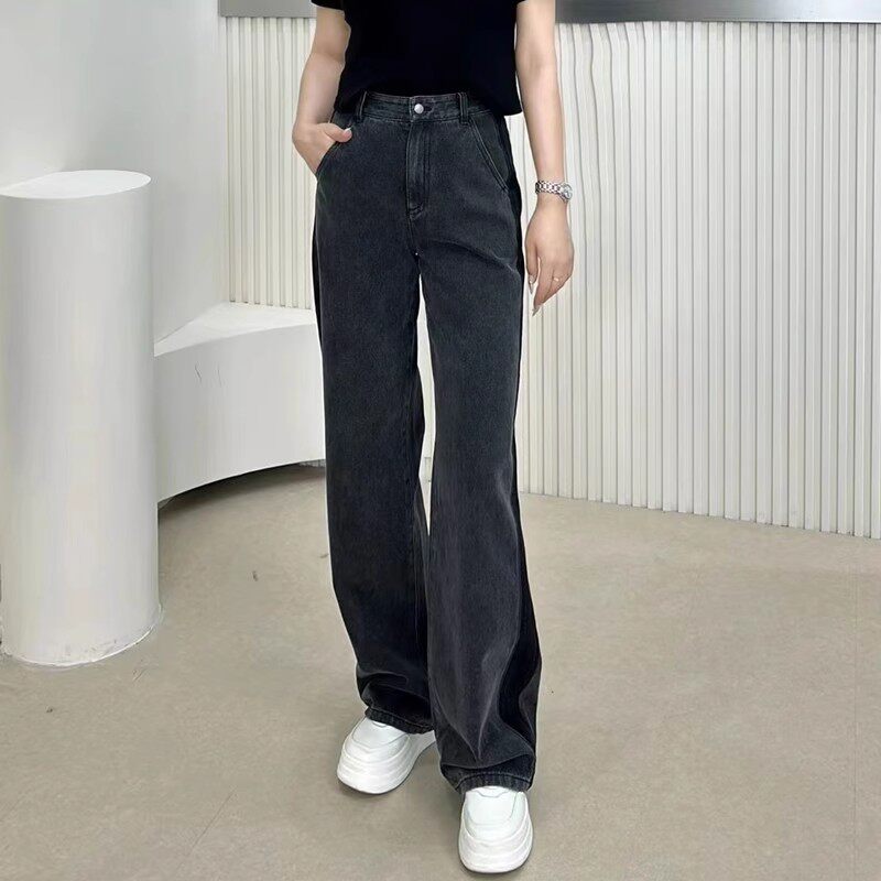 阿玛施正品2026春秋新款商场同款设计感宽松直筒牛仔长裤子女